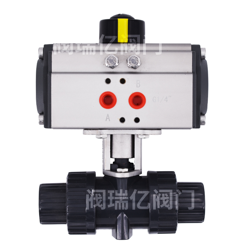 氣動(dòng)UPVC/PVC雙由令球閥 耐酸堿塑料球閥
